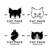 chat visage tête logo icône conception illustration vecteur