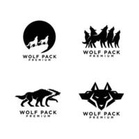 Loup pack logo icône conception illustration vecteur