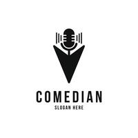 comédien logo conception concept avec microphone vecteur