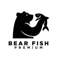 ours en portant poisson logo icône conception illustration vecteur