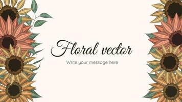 fond de bordure de vecteur floral avec lieu de texte de fleurs multicolores