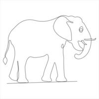 Célibataire ligne continu dessin de une l'éléphant et concept monde sauvage la vie journée contour vecteur illustration