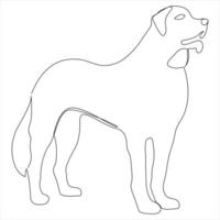 continu Célibataire ligne art dessin style de chien et Célibataire ligne chien dessin vecteur illustration