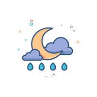 temps couvert pluvieux icône plat Couleur style vecteur illustration