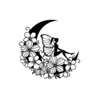 illustration de fée et croissant de lune vecteur
