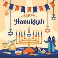 concept de carte de voeux joyeux hanukkah vecteur