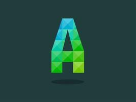 lettre de l'alphabet a avec une combinaison parfaite de couleurs bleu-vert lumineuses. bon pour l'impression, la conception de t-shirts, le logo, etc. illustrations vectorielles.