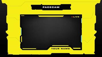 Facecam de superposition d'écran jaune et noir pour les joueurs vecteur