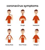 symptômes et signes du virus corona ou du covid-19 vecteur