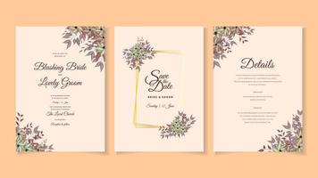 modèle d'invitation de noces de mariage de fleurs florales romantiques vecteur