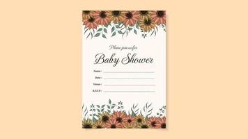 baby shower fête inviter carte floral fleur fond mignon modifiable vecteur