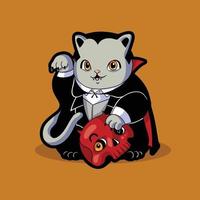 dracula chat mignon halloween vecteur