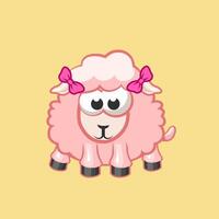 dessin animé rose mouton fille portant cheveux arc vecteur