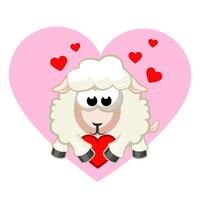 dessin animé mouton en portant cœur. salutation carte pour Saint Valentin. vecteur