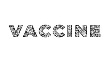 mot de vaccin fait de points. vecteur lettrage texte isolé. impression graphique pour t-shirt, autocollant.