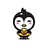 conception de personnage de mascotte de pingouin mignon vecteur