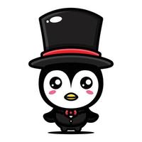conception de personnage de mascotte de pingouin mignon vecteur