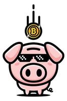 conception de vecteur de tirelire cochon d'économie de bitcoin