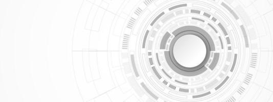 fond de technologie abstraite, bannière de cercle blanc sur cercle numérique et circuit imprimé vecteur