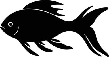 osseux poisson noir silhouette vecteur