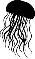 méduse noir silhouette vecteur