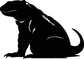 Komodo dragon noir silhouette vecteur