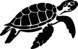 caouanne tortue noir silhouette vecteur