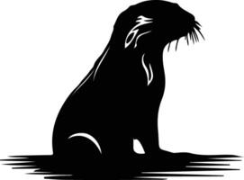 loutre rivière noir silhouette vecteur