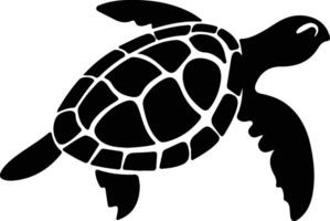 mer tortue noir silhouette vecteur