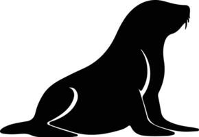 Lion de mer noir silhouette vecteur