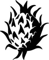 dragon fruit noir silhouette vecteur