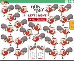 jeu de comptage d'images de gauche et de droite du père Noël de dessin animé vecteur