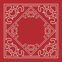 cadre chinois vintage classique sur fond rouge. art de cadre de motif floral décoratif pour carte de voeux de nouvel an chinois. vecteur