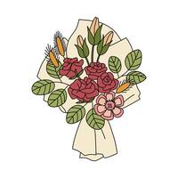 fleur bouquet illustration dans dessin animé style. isolé sur blanc vecteur