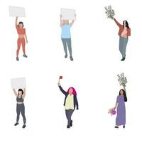 femmes manifestant ensemble isolé, femme et fille avec placard. vecteur femmes politique droits, collection de manifestation personnes, conception politique activisme illustration