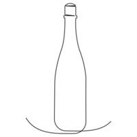 continu Célibataire ligne art dessin de du vin bouteille de l'alcool boisson dans griffonnage style contour vecteur illustration