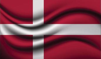 conception de drapeau ondulant réaliste du danemark vecteur