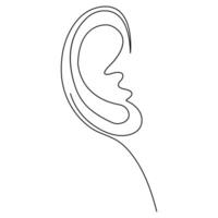 continu Célibataire ligne art dessin de Humain oreille contour vecteur illustration