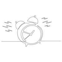 continu un ligne art dessin de sonnerie alarme l'horloge contour vecteur illustration