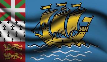 conception de drapeau ondulant réaliste saint pierre et miquelon vecteur