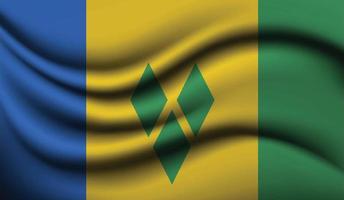 conception de drapeau ondulant réaliste saint vincent et les grenadines vecteur