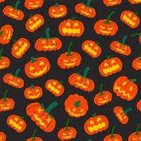 motif citrouille d'halloween sans couture avec des visages vecteur