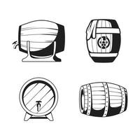 silhouettes de barils symboles de barils en bois vin bière modèles de conception de logo d'entreprise collection d'emblèmes vectoriels silhouette de baril avec illustration de fût en bois d'alcool