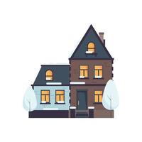 hiver noël jolies maisons enneigées illustration de bâtiments de banlieue vecteur