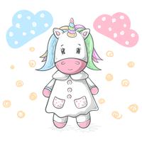 Illustration de licorne mignonne, drôle, cool et fine. vecteur