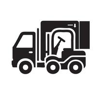 une vecteur illustration avec une chariot élévateur et un camion icône sur une blanc Contexte