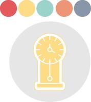 ancien l'horloge glyphe multicolore autocollant icône vecteur