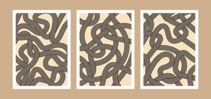 collection de abstrait Années 70 rétro ligne style esthétique affiche des illustrations vecteur