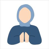 mignonne muslimah bleu hijab sans visage illustration vecteur