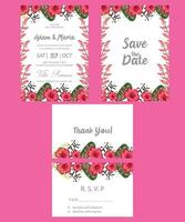 vecteur ensemble de moderne floral Rose or luxe mariage invitation